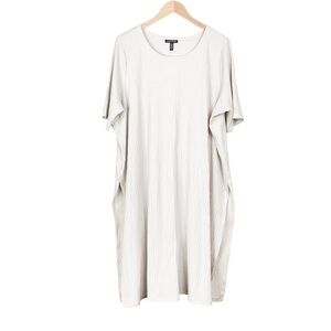 Eileen Fisher High Slit Long Top Short Sleeve  In Bone Size 3X